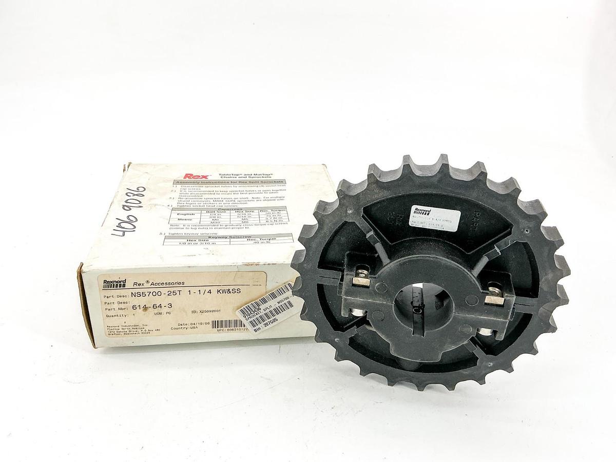 New Rexnord 614-64-3 Split Sprocket 10028542 NS5700-25T_1-1/4IN_1KW1SS_PA