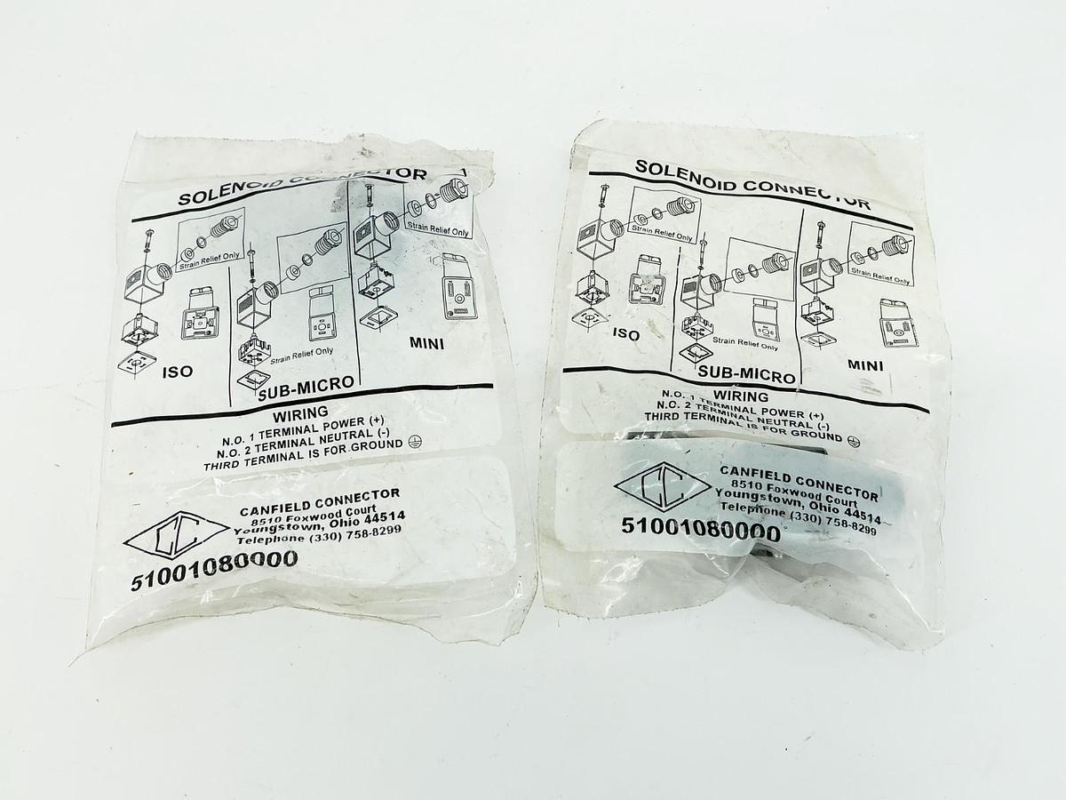 New Lot of 2 Canfield 343978-001 Sub-Micro Solenoid Connector