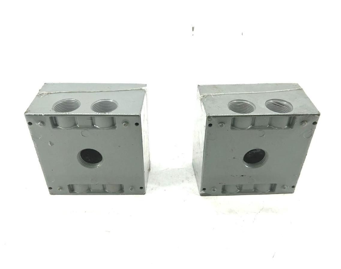 Lot of 2 New Red Dot 2IHD5-2 Weatherproof Outlet Box 3/4" 5-Hole 2-Gang LTD14-22