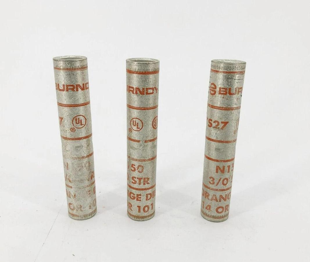 Lot of 3 New Burndy YS27 Splice Connectors N150 3/0 STR Orange 14 Or 101