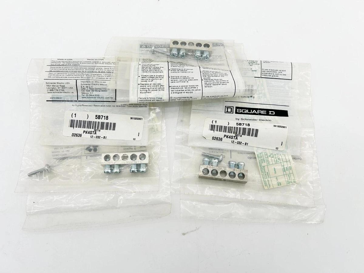 New Lot of 3 Square D PK4GTA Grounding Bar Kit 5B718