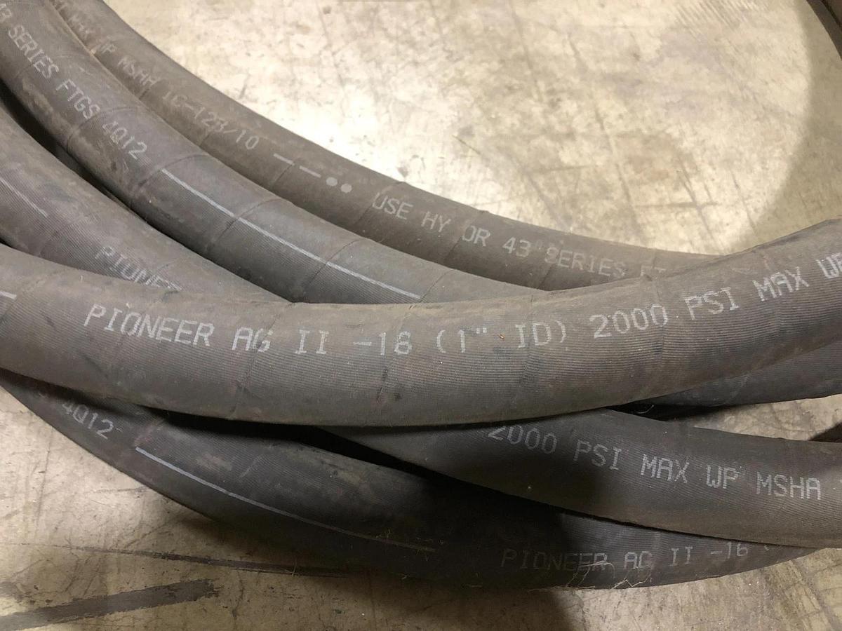 New Pioneer AG2-16 Hydraulic Hose 1" ID 2000psi MSHA IC-123/10 ~40FT. - No Box