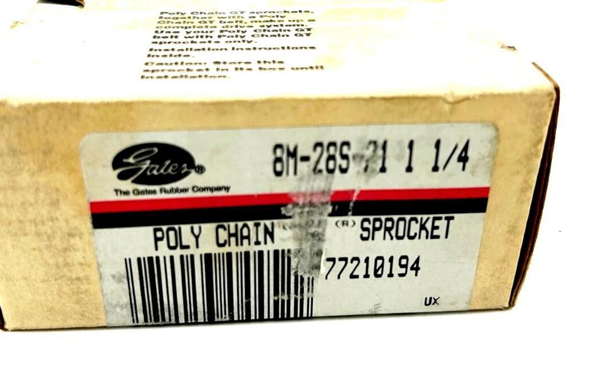 New Gates 8M-28S-21 1-1/4 Poly Chain GT Sprocket 1-1/4" Bore 77210194