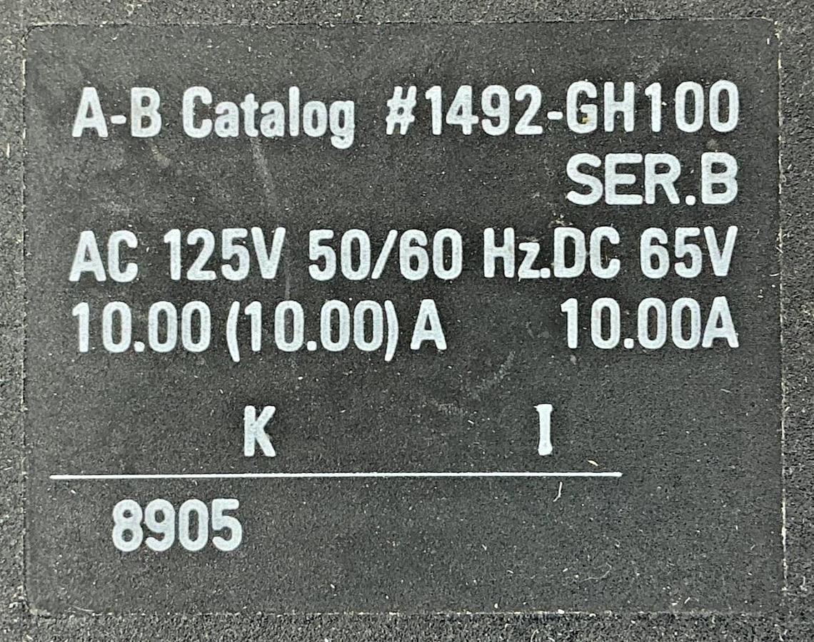 Used Lot of 4 Allen Bradley 1492-GH100 Ser B Mini Circuit Breaker 1P 10A 125V 50/60HZ