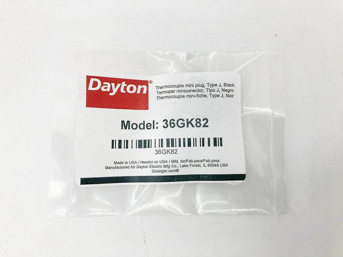 Lot of 10 New Dayton 36GK82 Mini Thermocouple Plugs Type J Black Flat Pin