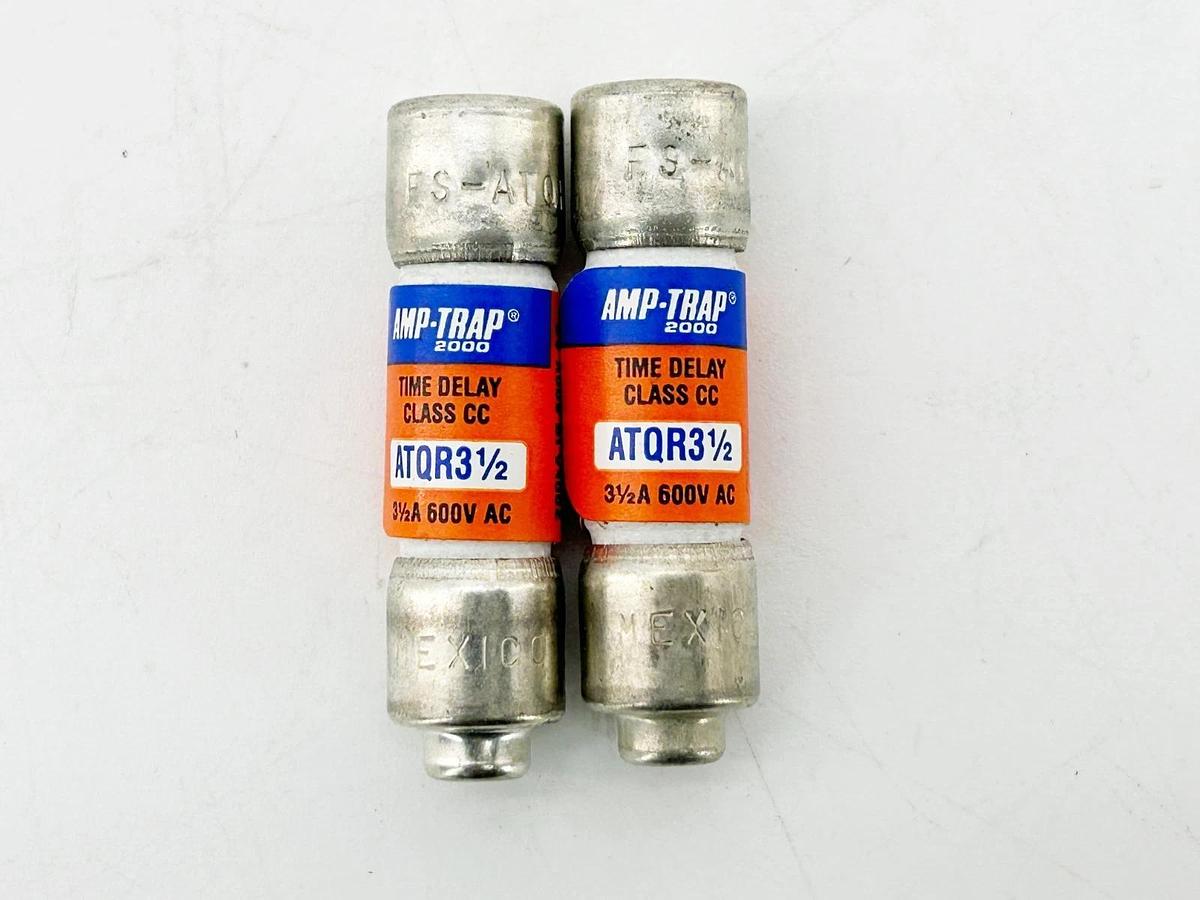 New Lot of 2 Gould ATQR3-1/2 Time Delay Fuse 3-1/2A 600V Class CC