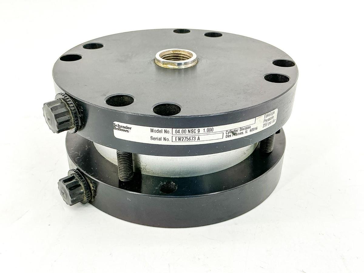 Used Schrader Bellows 04.00NSC9-1.00 Pneumatic Cylinder 4" Bore 1" Stroke 250PSI