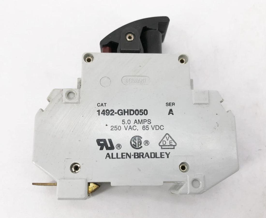 Lot of 3 New Allen-Bradley 1492-GHD050 Circuit Breakers 5A 250VAC 65VDC - No Box