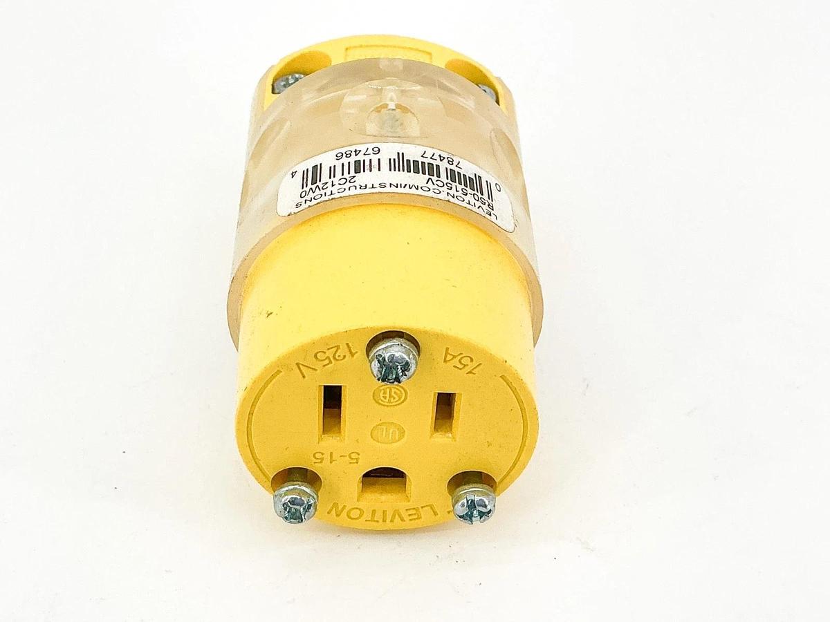 New Leviton R50-5155CV Illuminated Plug Connector 15A 125V 2C12W0 - No Box