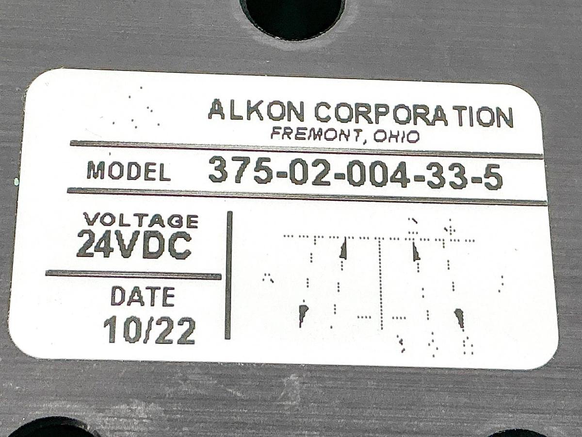 New Alkon 375-02-004-33-5 Solenoid Valve 24VDC 26A01017 Coil - No Box