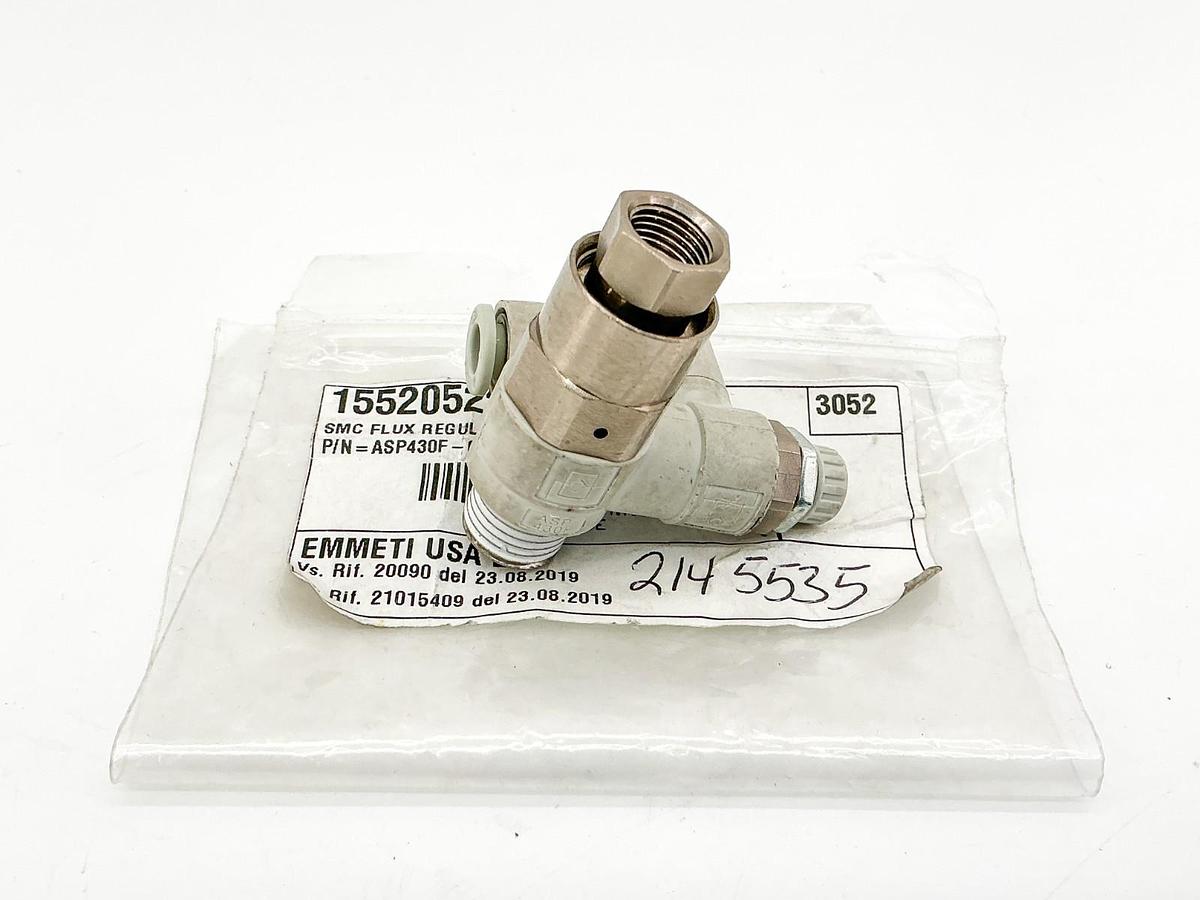 New SMC ASP430F-02-06S Flow Control Check Valve 1/4" - No Box