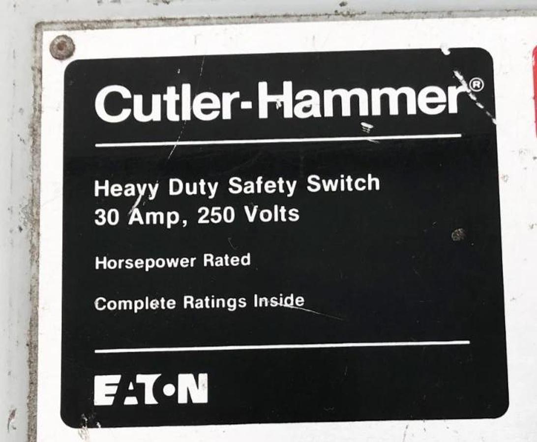 Used Cutler-Hammer DH221NDK Safety Switch Disconnect 30A 250VAC/DC