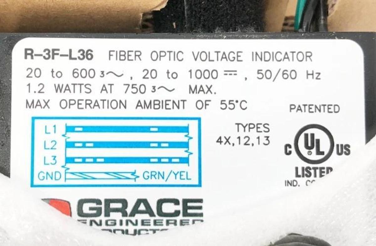 New Grace Engineered R-3F-L36 SafeSide Optical Light Cable Voltage Indicator 36"