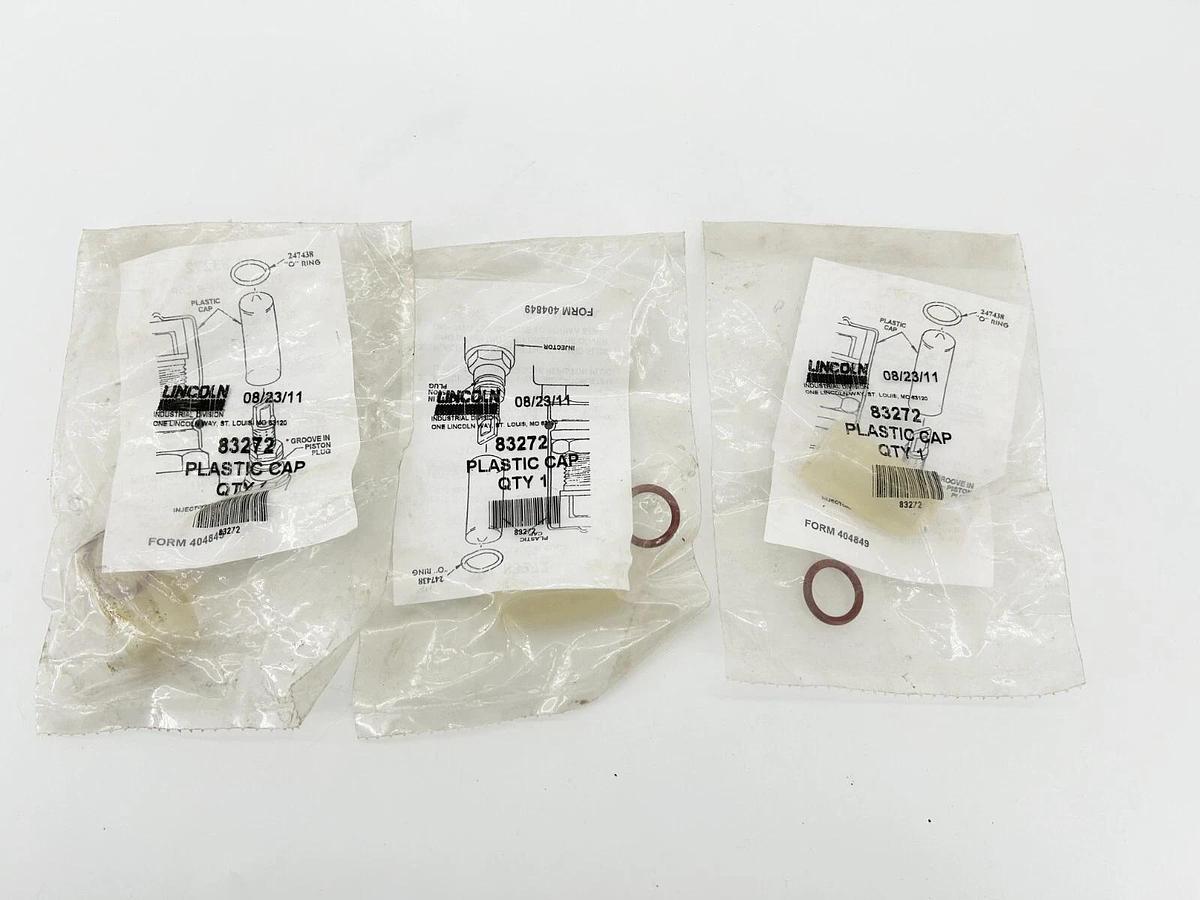 New Lot of 3 Lincoln 83272 Plastic Cap for SL-1 and SL-44 Injectors
