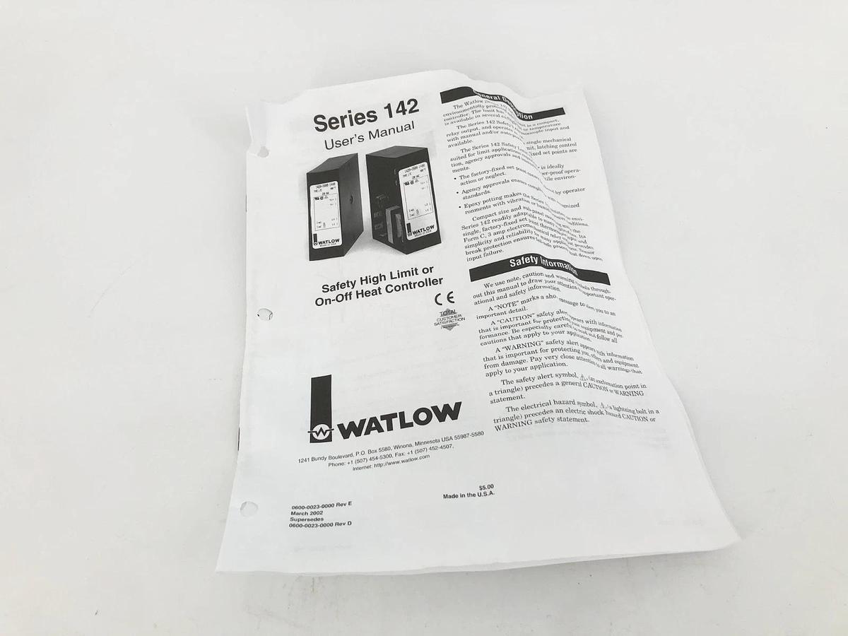 New Watlow 142A-3601-1300 Safety Over-Temp Controller 225F Type J T/C 120V