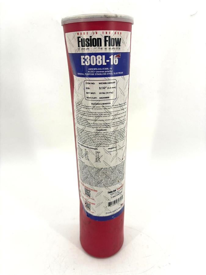 New 10lbs. Tube Inweld E308L-16 3/32" x 14" SS Stick Electrodes.