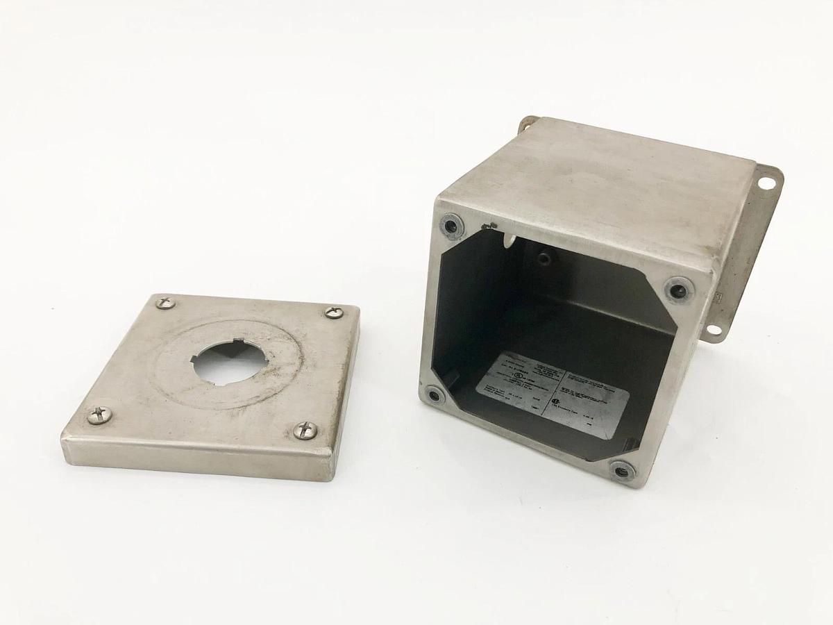 Used Hoffman E1PBXSS Pushbutton Enclosure Stainless Steel 4" x 4.75" x 4"