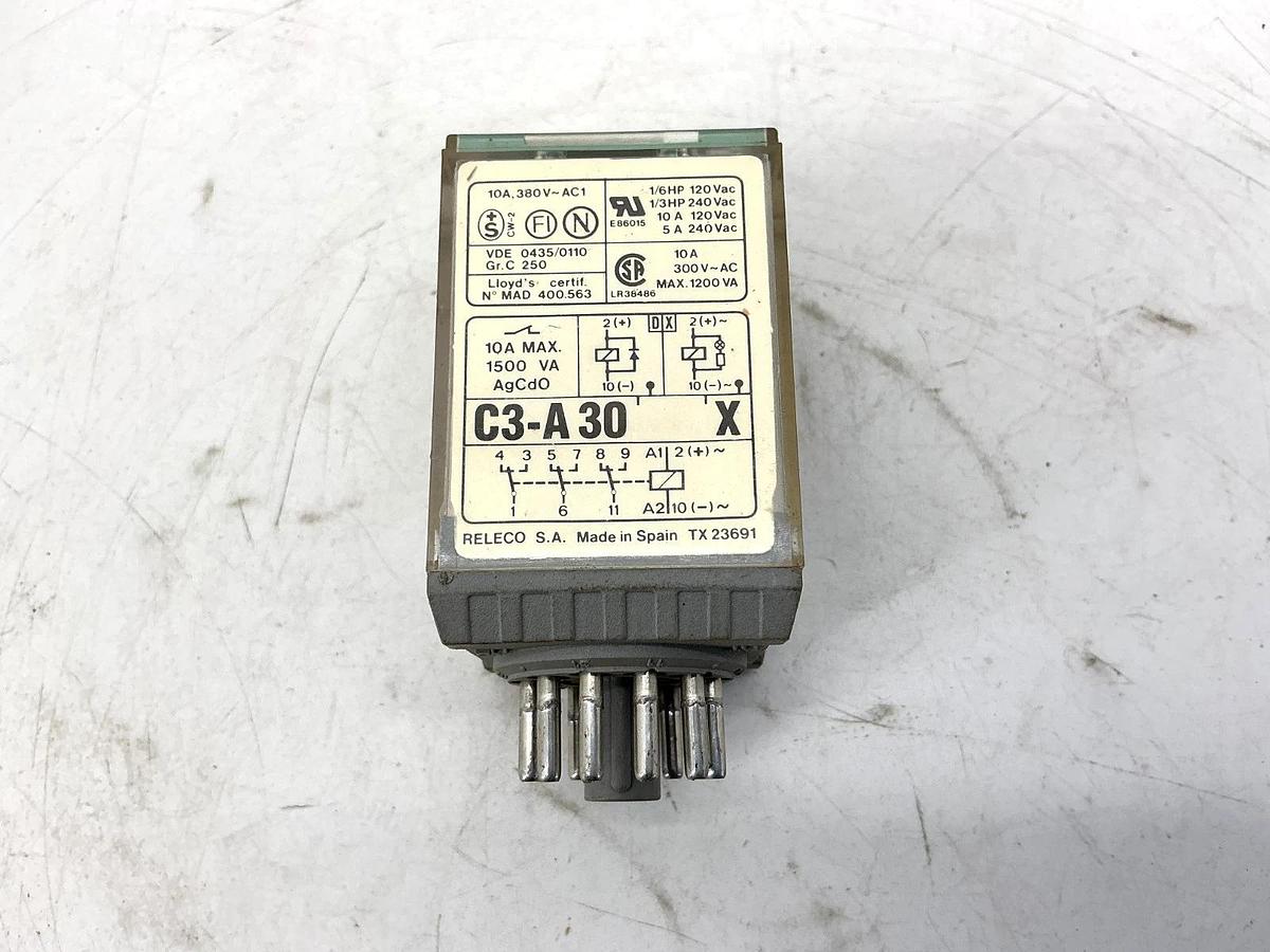 Used Lot of 3 Turck C3-A30X/120VAC Ser MR-C Power Relay 11-Pin 120V Coil 3P 10A 250V