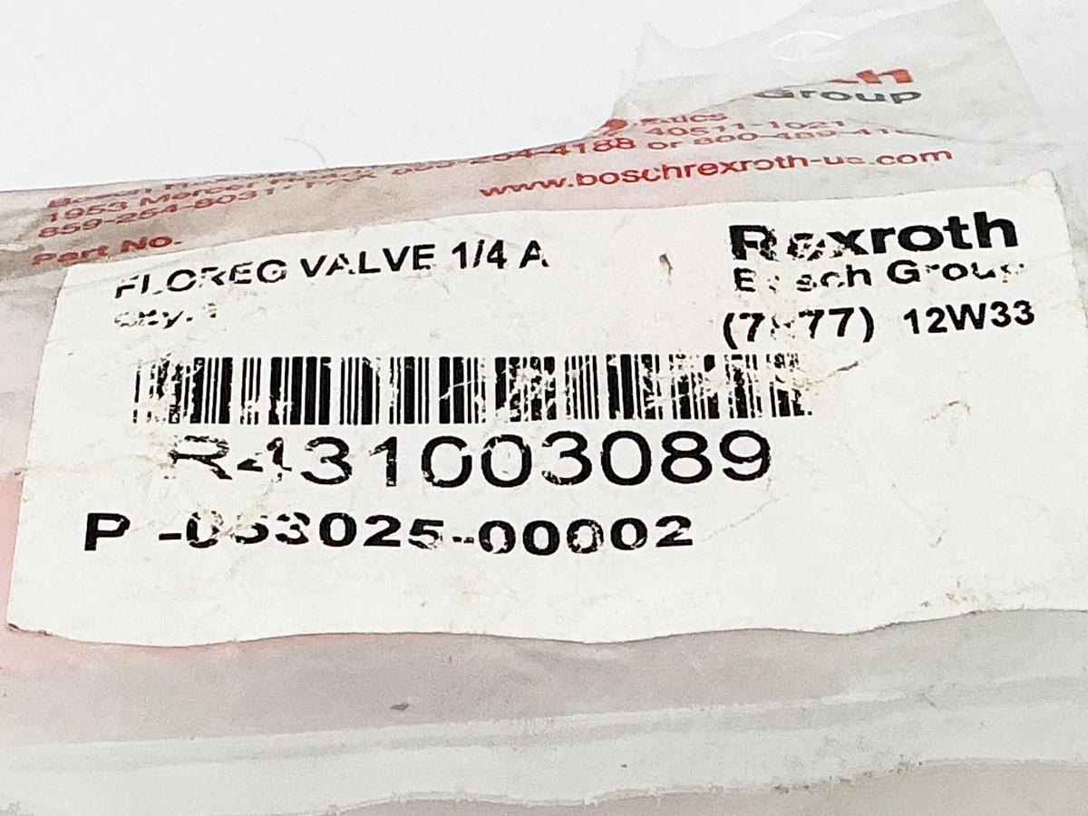 New Rexroth R431003089 Floreg Valve 1/4" 250PSI
