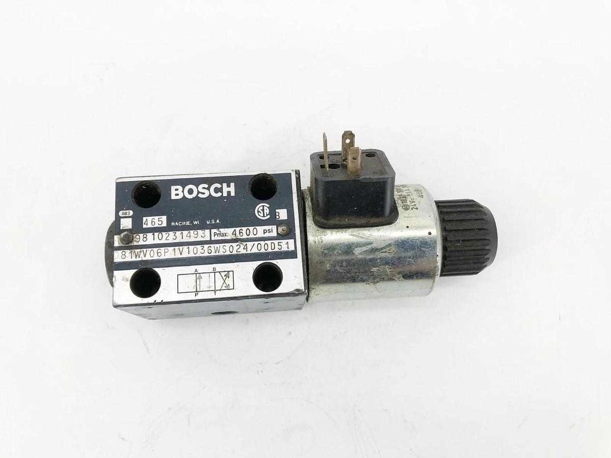 Used Bosch 9810231493 Hydraulic Solenoid Valve 4600psi 24VDC 81WV06P1V1036WS024/00D51