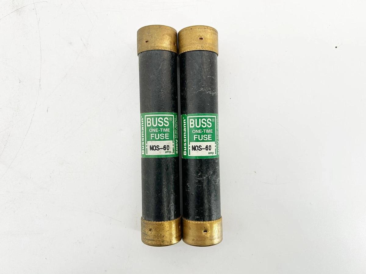 New Lot of 2 Bussmann NOS-60 One Time Fuse 600V 60A
