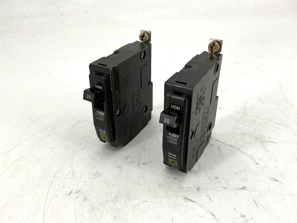 Lot of 2 New Square D QOB120 Circuit Breaker 1-Pole 20A 120/240V