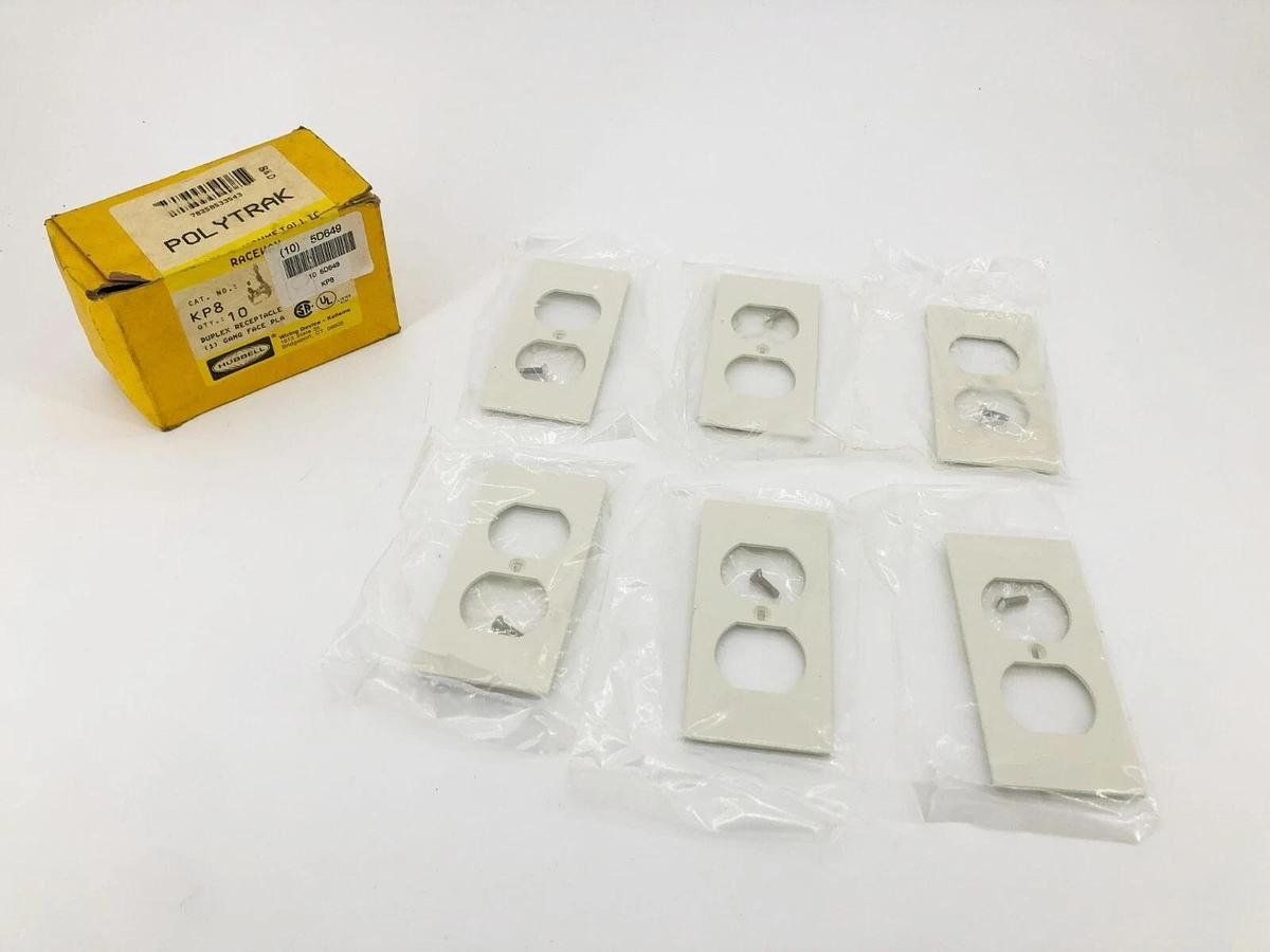 Lot of 6 New Hubbell KP8 Nonmetal 1 Gang Duplex Face Plate Receptacles 5D649