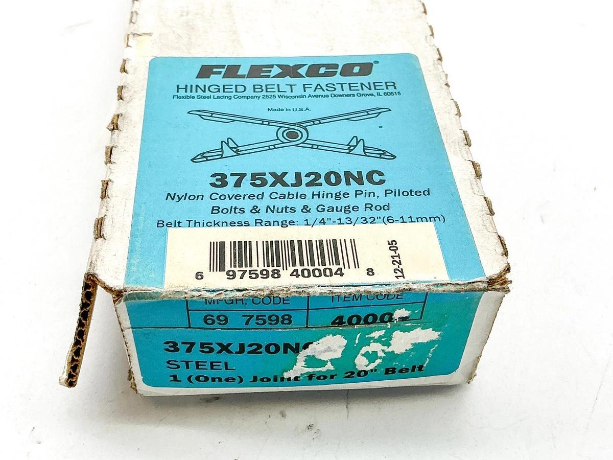 New Flexco 40004 Hinged Belt Fasteners Steel 1 Joint for 20" Belt 375XJ20NC
