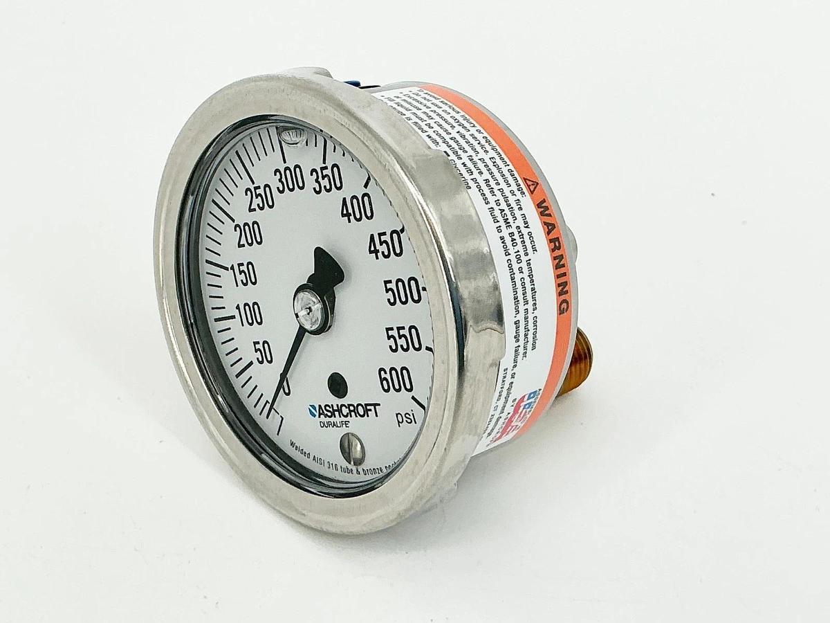 New Ashcroft 25-1009-AWL-02B-600# Pressure Gauge 0-600PSI 2.5" Face 1/4" NPT