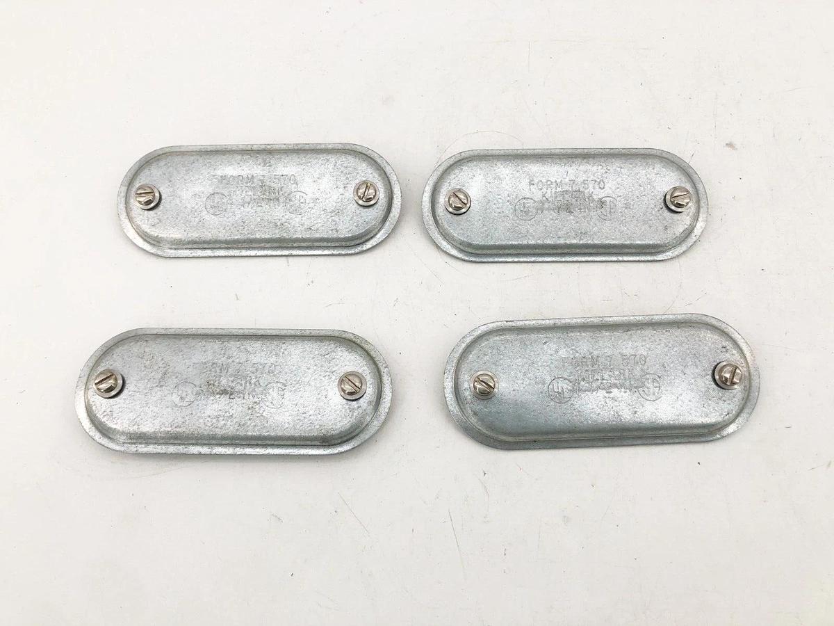 Lot of 4 New Killark 570 Steel Conduit Body Covers 1-1/2" Form 7 - No Gasket