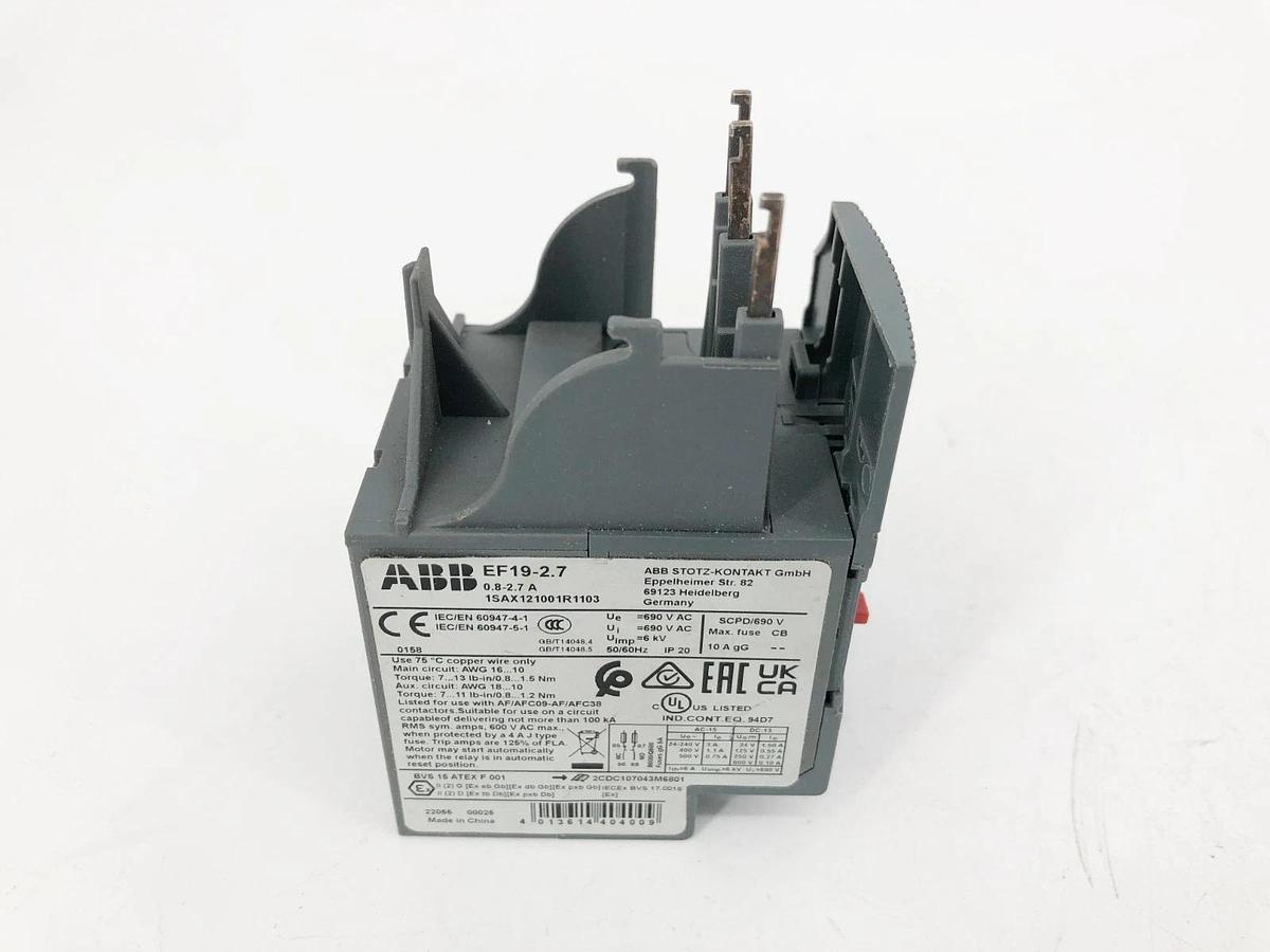 New ABB EF19-2.7 Overload Relay 0.8-2.7A 1SAX121001R1103 - No Box