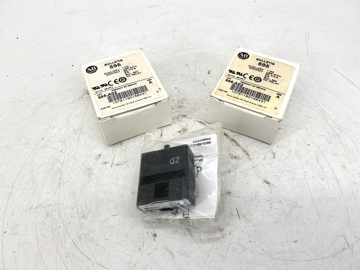 Lot of 2 New Allen Bradley 595-A02 Ser A Auxiliary Contact 1NO 10Amp