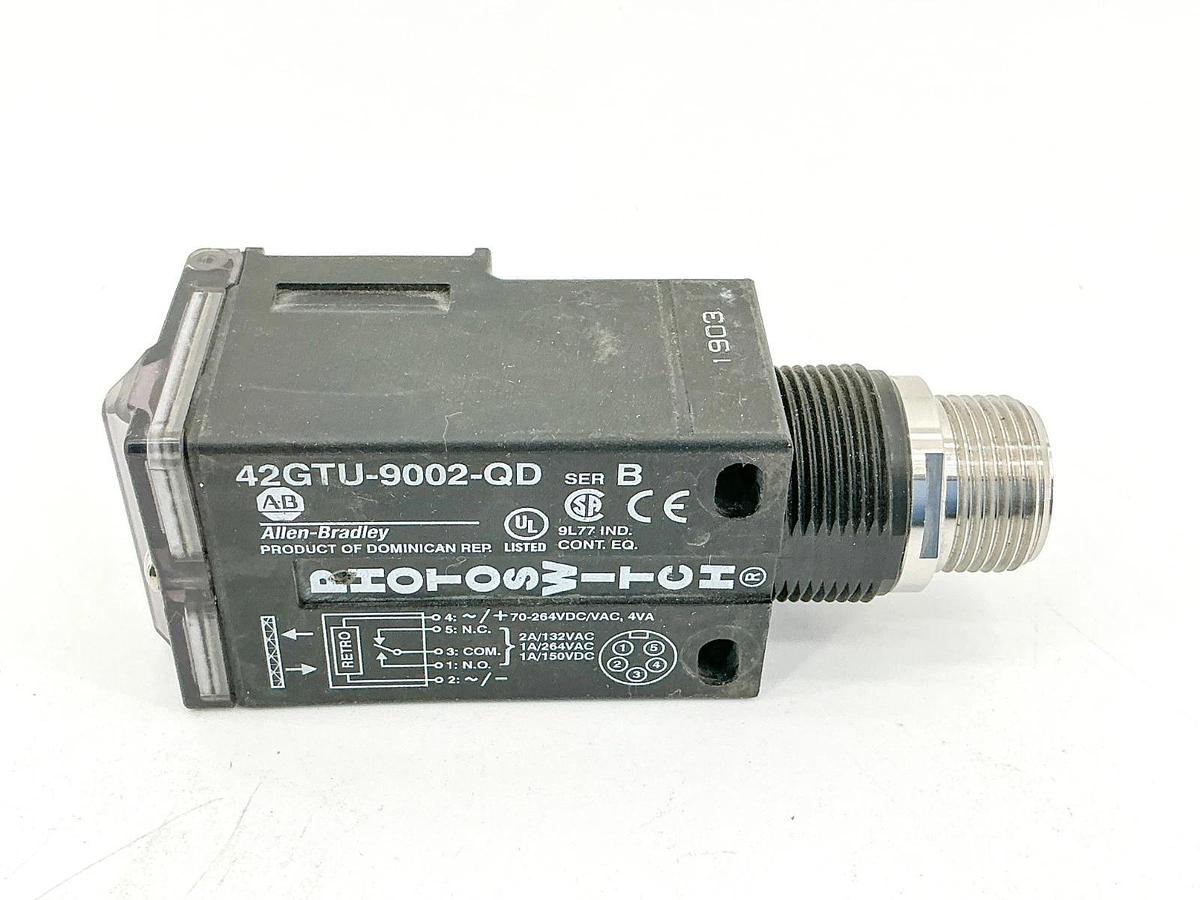 New Allen Bradley 42GTU-9002-QD Photoswitch Sensor 264VDC/VAC 4VA Ser.B - No Box