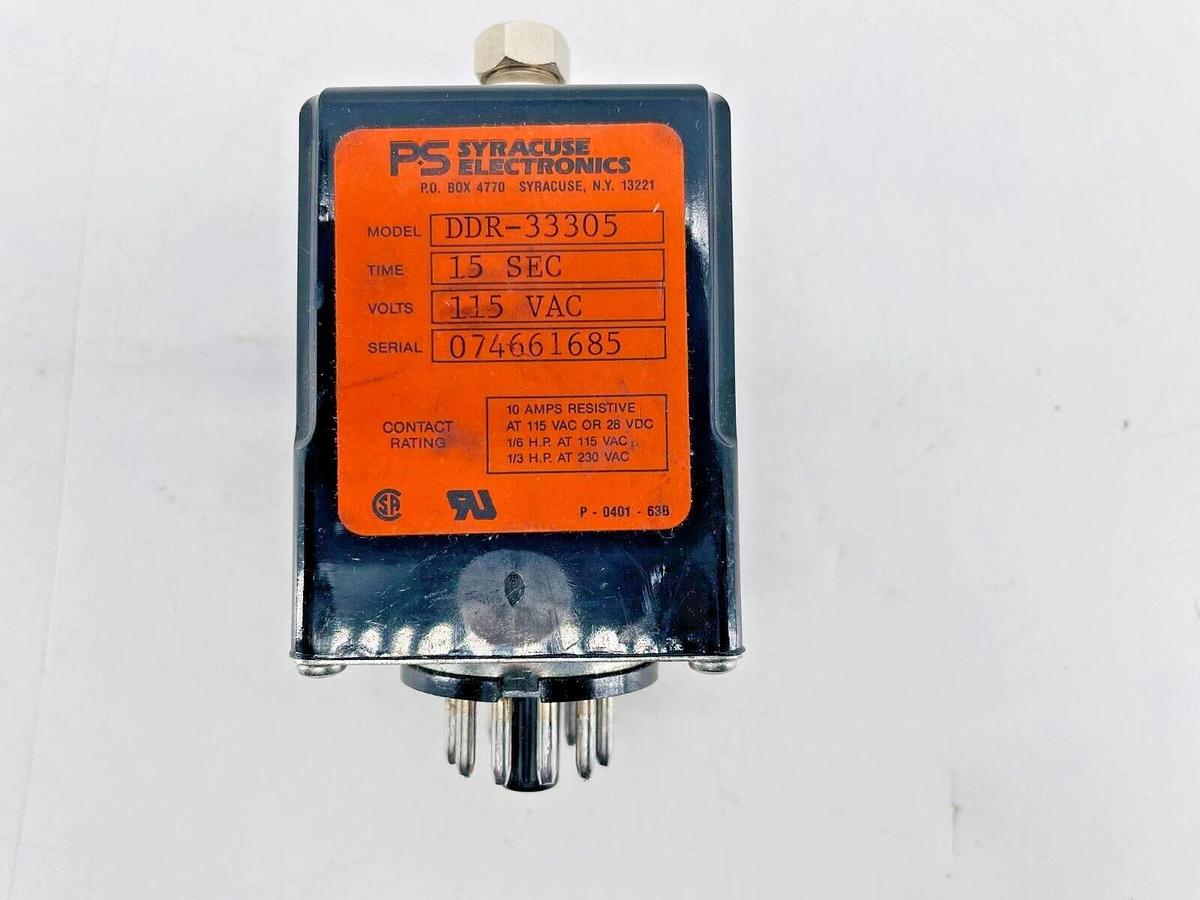New PS Syracuse Electronics DDR-33305 Timing Relay 15 SEC 115VAC 11 Pin
