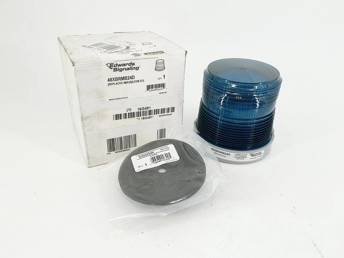 New Edwards Signaling 48XBRMB24D Flashing Blue LED Light 24V 1/2" Pipe 16G491
