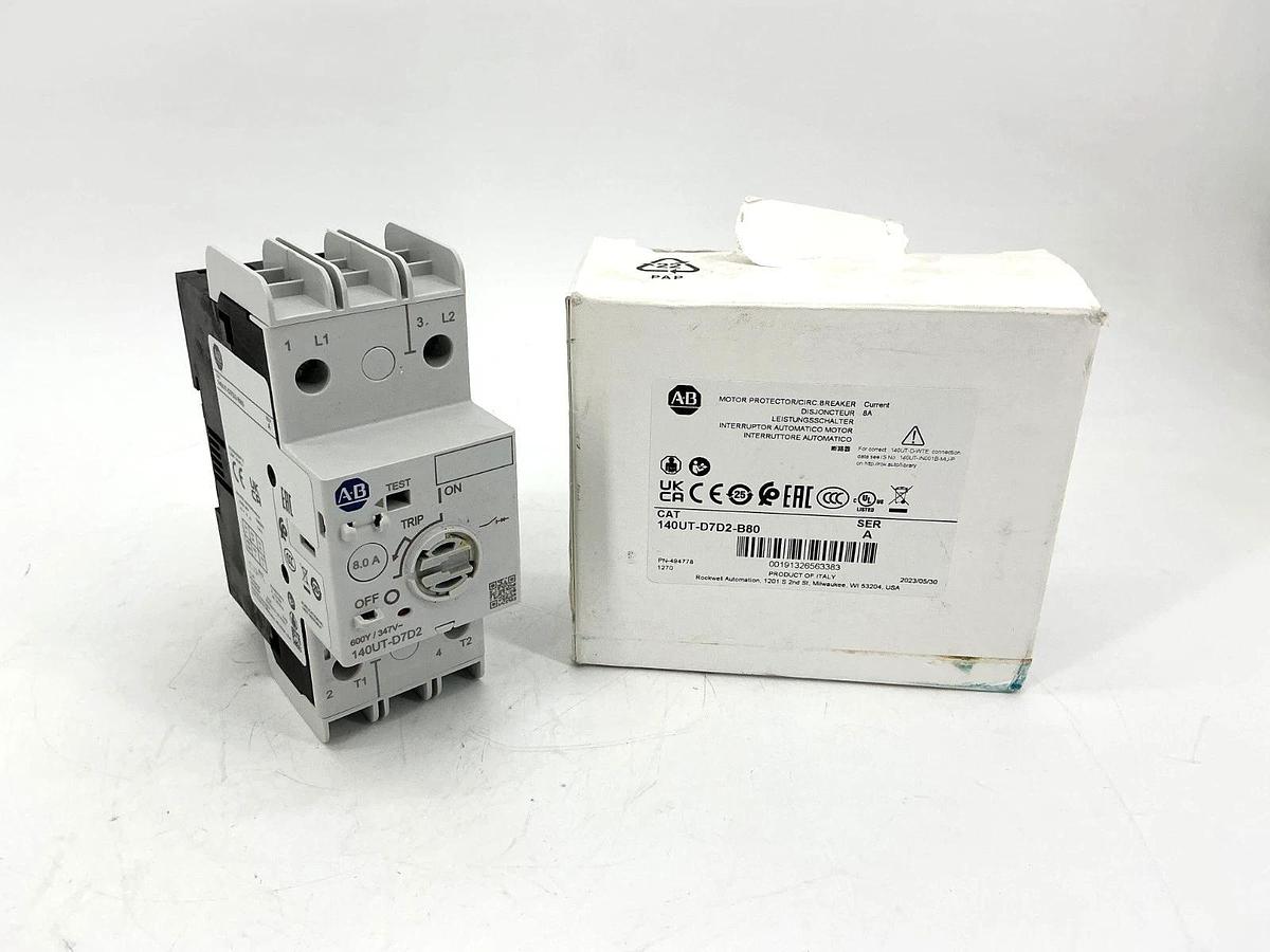 New Allen Bradley 140UT-D7D2-B80 Ser A Motor Protector Circuit Breaker 8A 480V