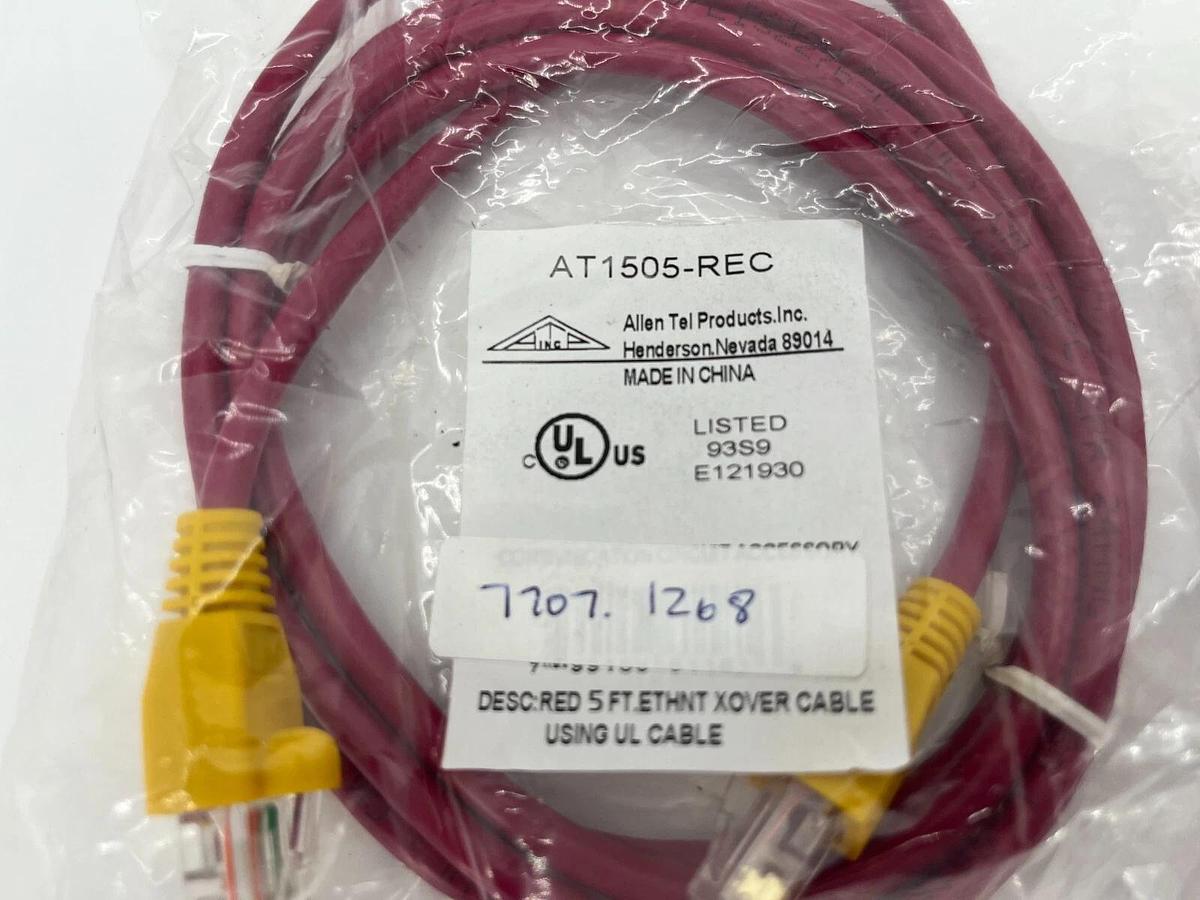 Lot of 2 Allen Tel AT1505-REC Cat 5e Crossover Cables 5ft Length