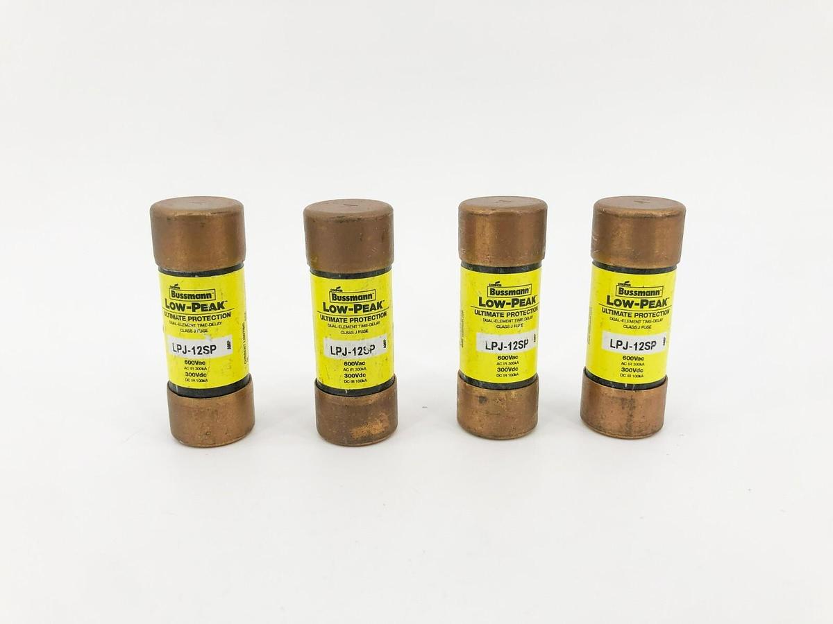 Lot of 4 New LPJ-12SP Time Delay Fuses 12A 600VAC Class J