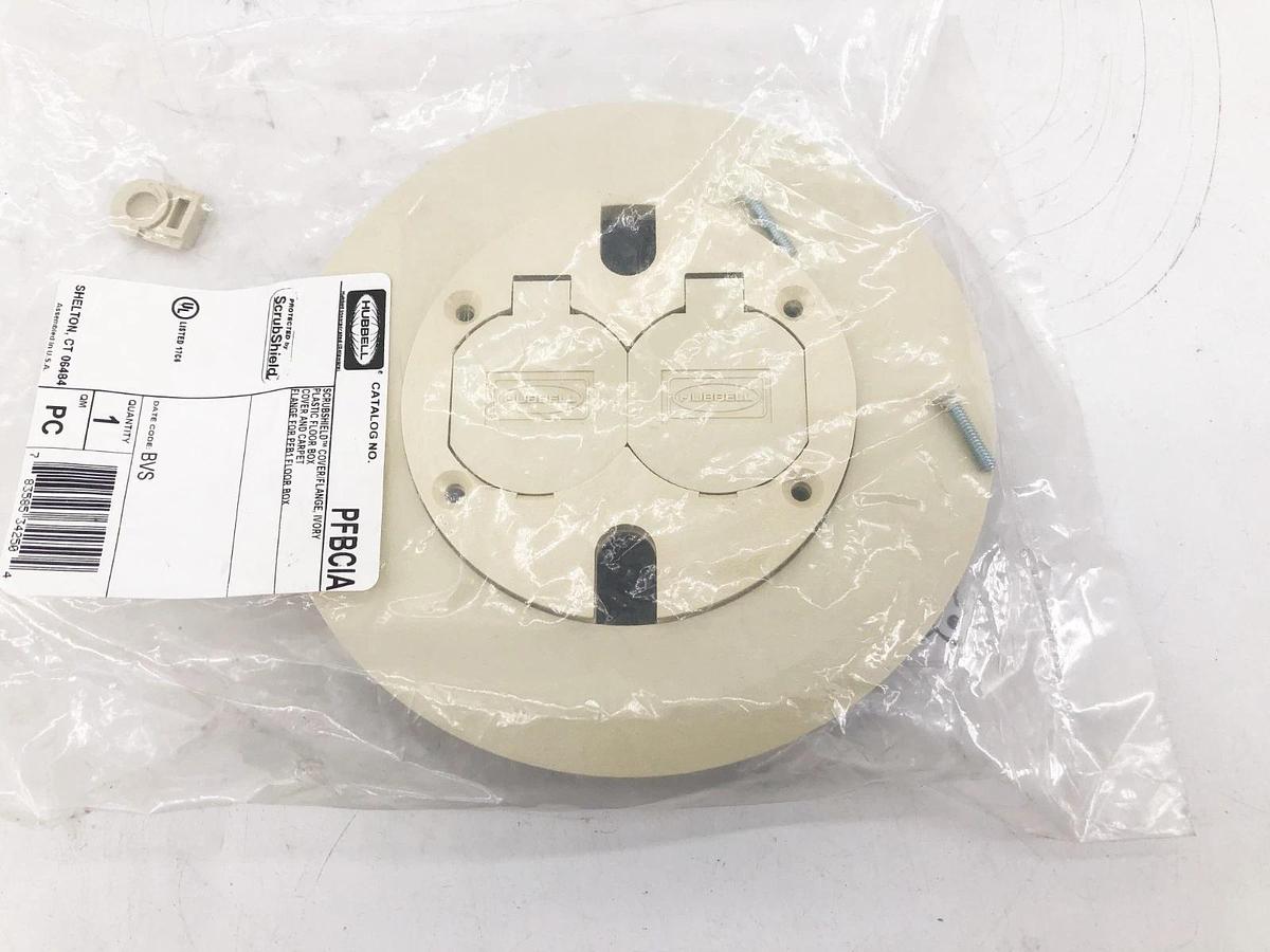 New Hubbell PFBCIA Scrubshield Cover/Flange For PFB1 Floorbox Ivory