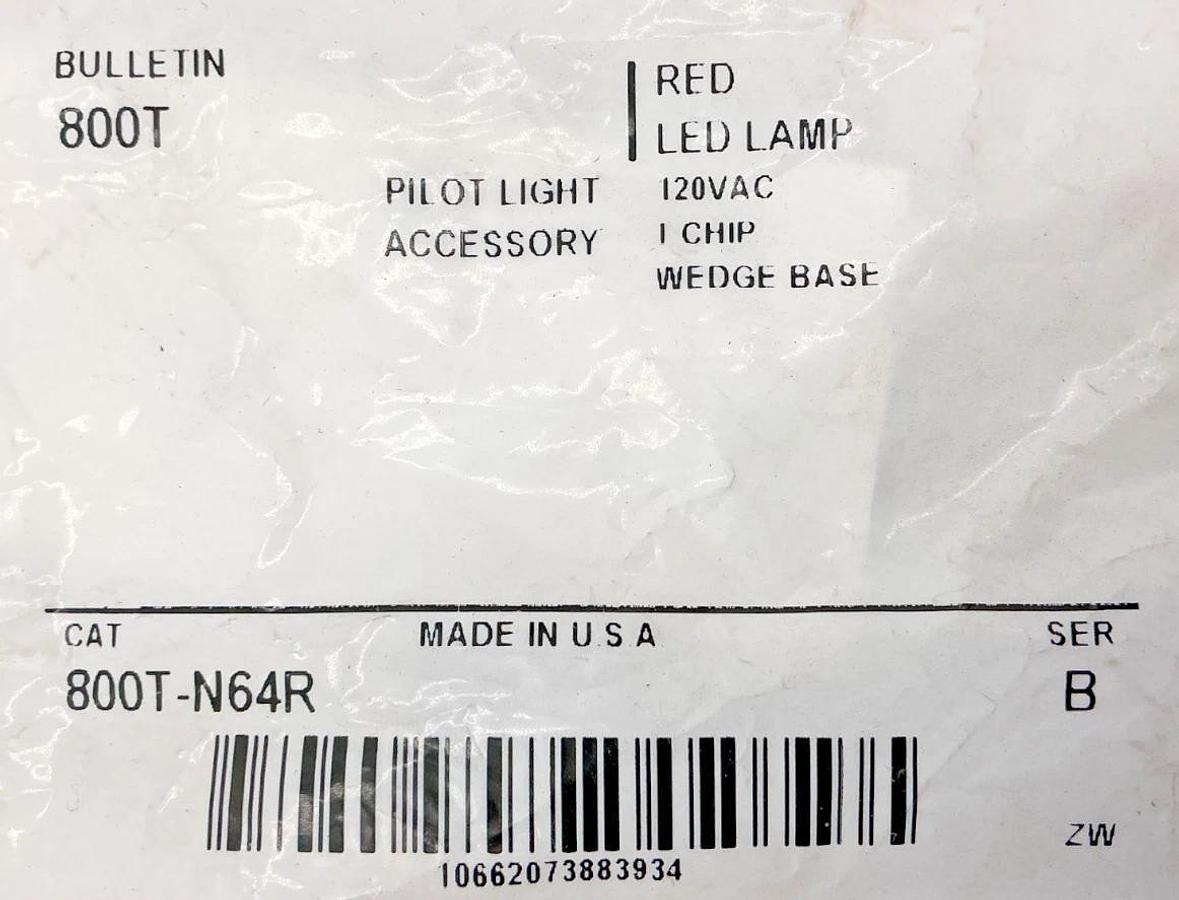 Lot of 2 New Allen Bradley 800T-N64R Ser B Red LED Lamp 120V Wedge Base