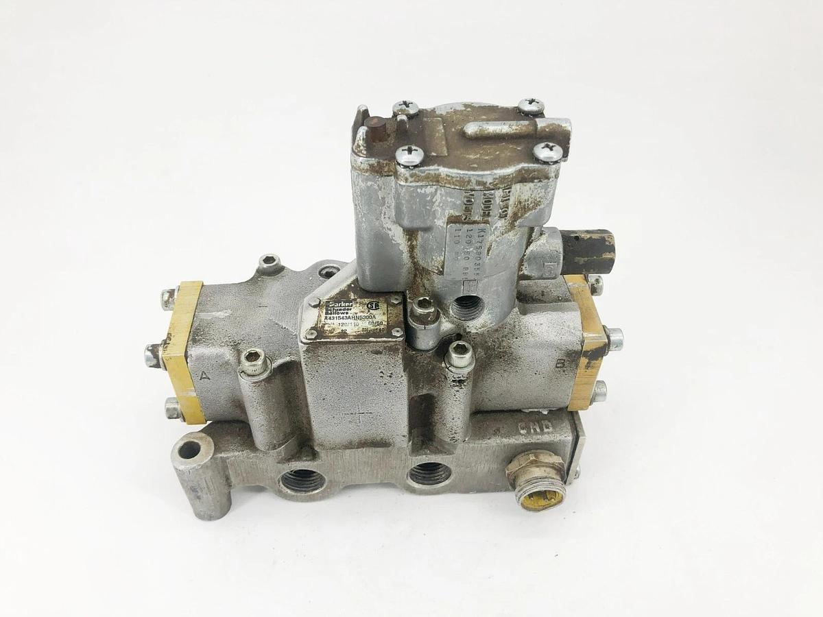 Used Parker A431543AHN5300A Solenoid Valve With Pilot Model K175903553 120V 140psig
