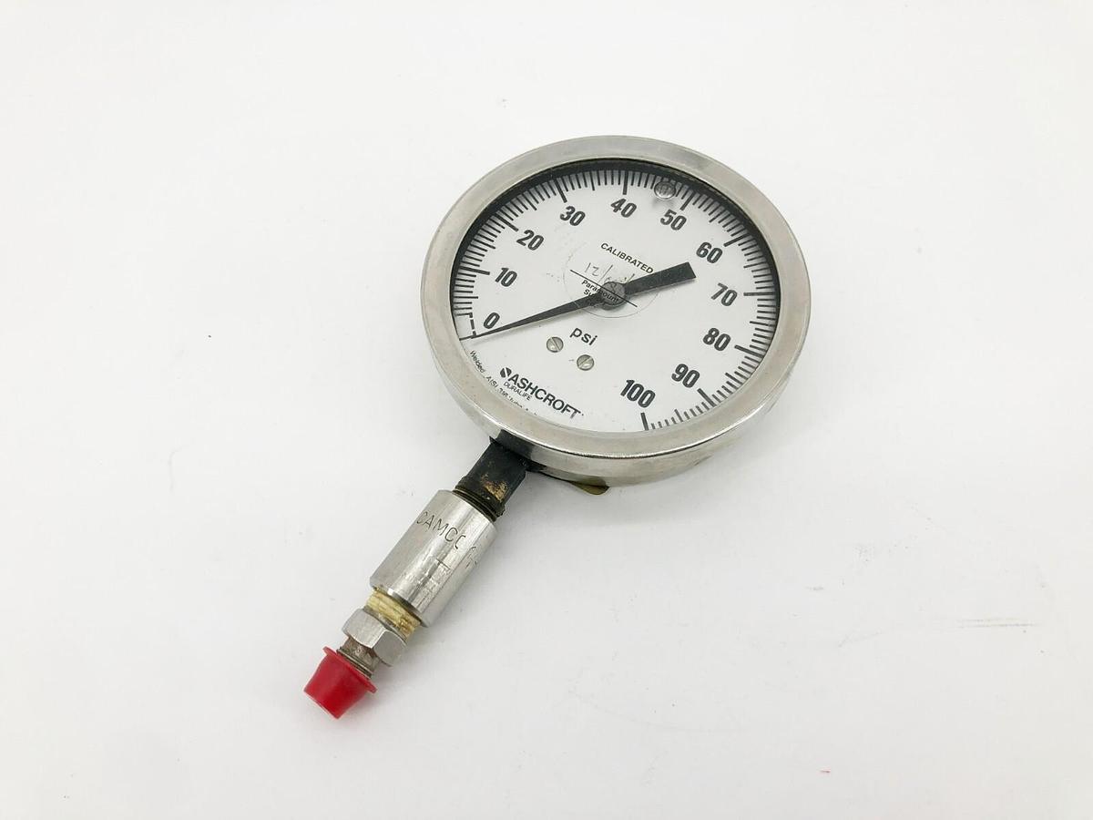 New Ashcroft 35-1009AWL-02L-100# Pressure Gauge 3.5" Dia. 1/4" NPT 0-100psi