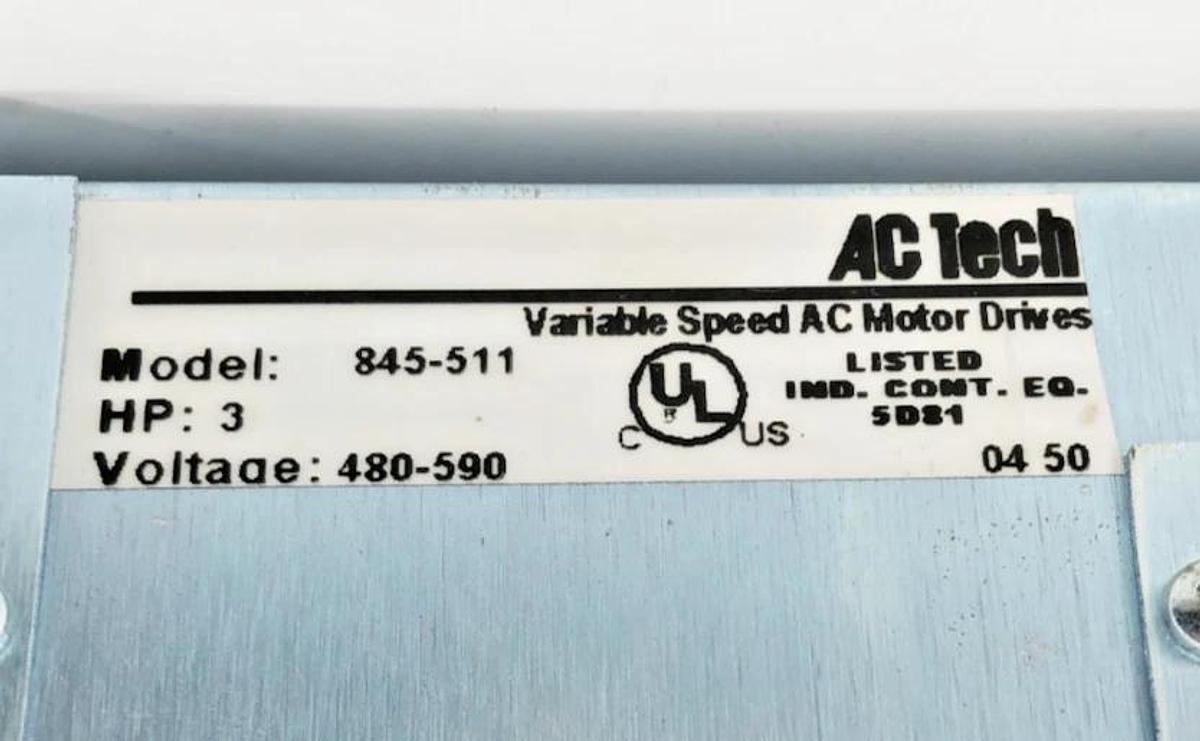 New AC Tech 845-511 Variable Speed AC Motor Drive 3HP 480-590V