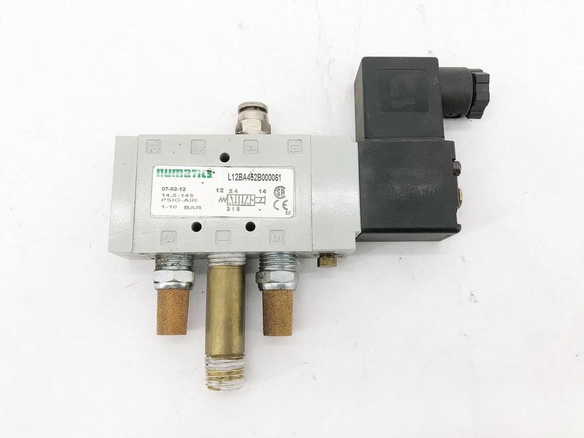 Used Numatics L12BA452B000061 Solenoid Valve 1/4" Ports 24VDC 2-Pos. 4-Way