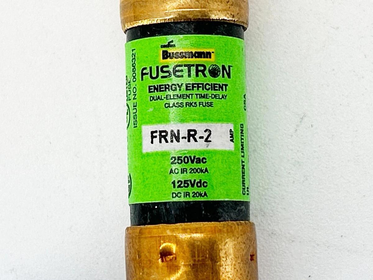 New Lot of 5 Bussmann FRN-R-2 Dual Element Time Delay Fuse 2A 250VAC 125VDC
