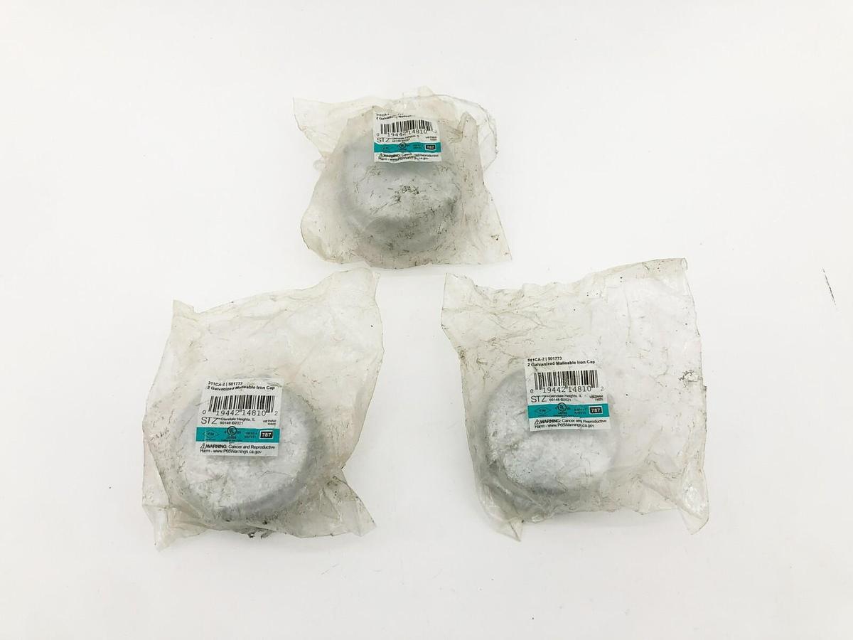 Lot of 3 New STZ 311CA-2 Galvanized Malleable Iron Caps 2" 501773