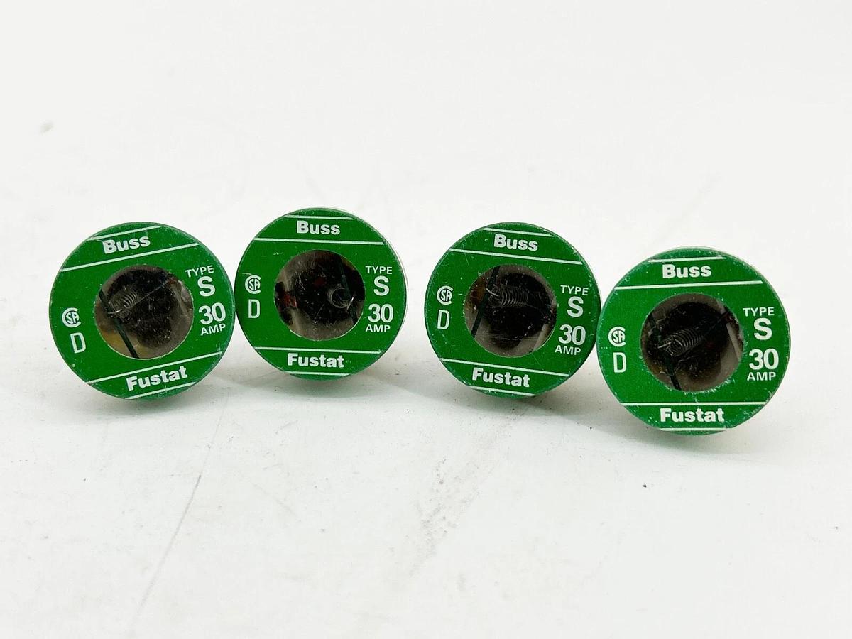 New Lot of 4 Bussmann S-30 Dual Element Time Delay Fuse 30A 125Vac