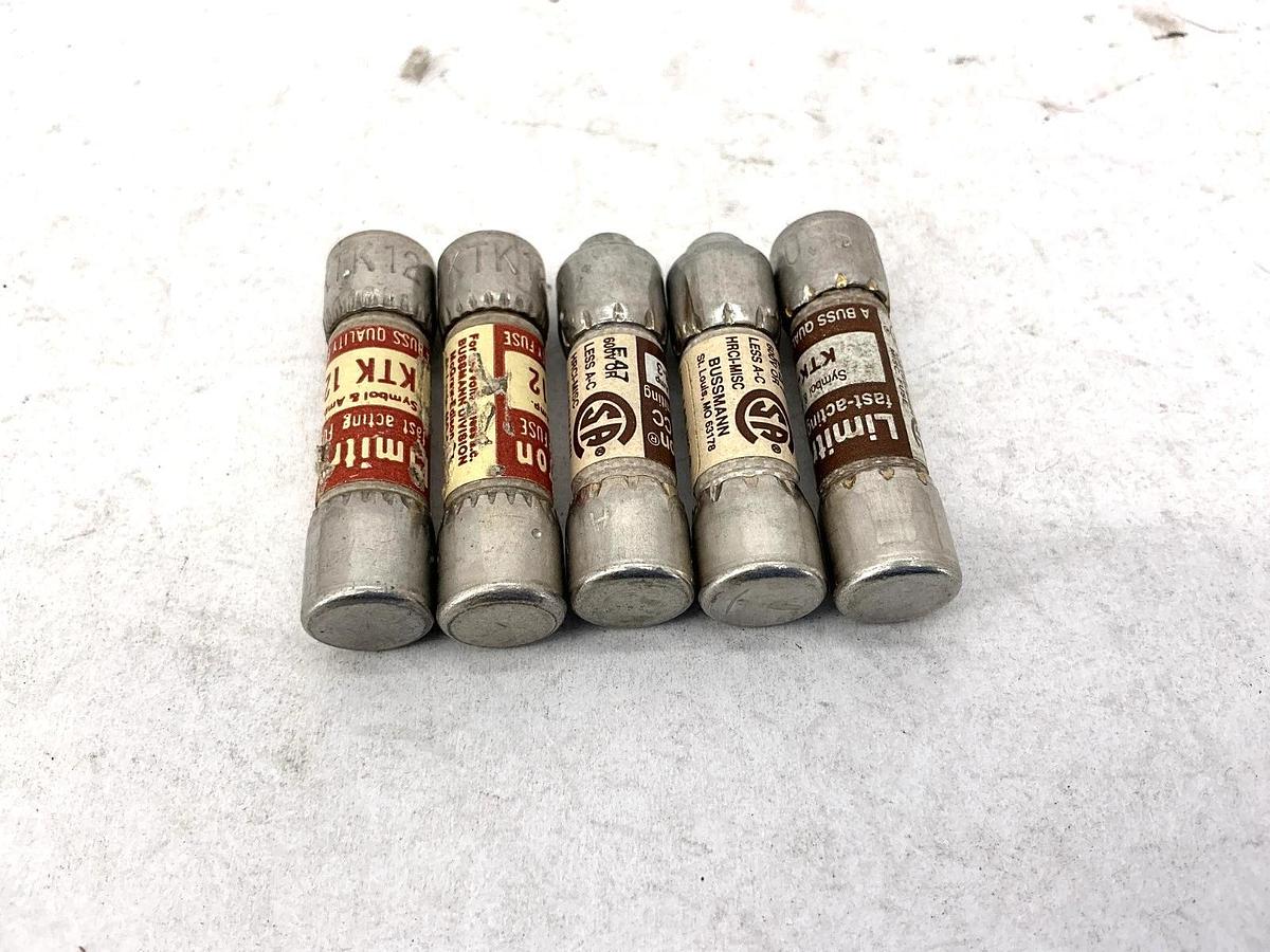 Lot of 5 New Assorted Bussmann KTK Limitron Fast-Acting Fuses 1/2, 3 & 12