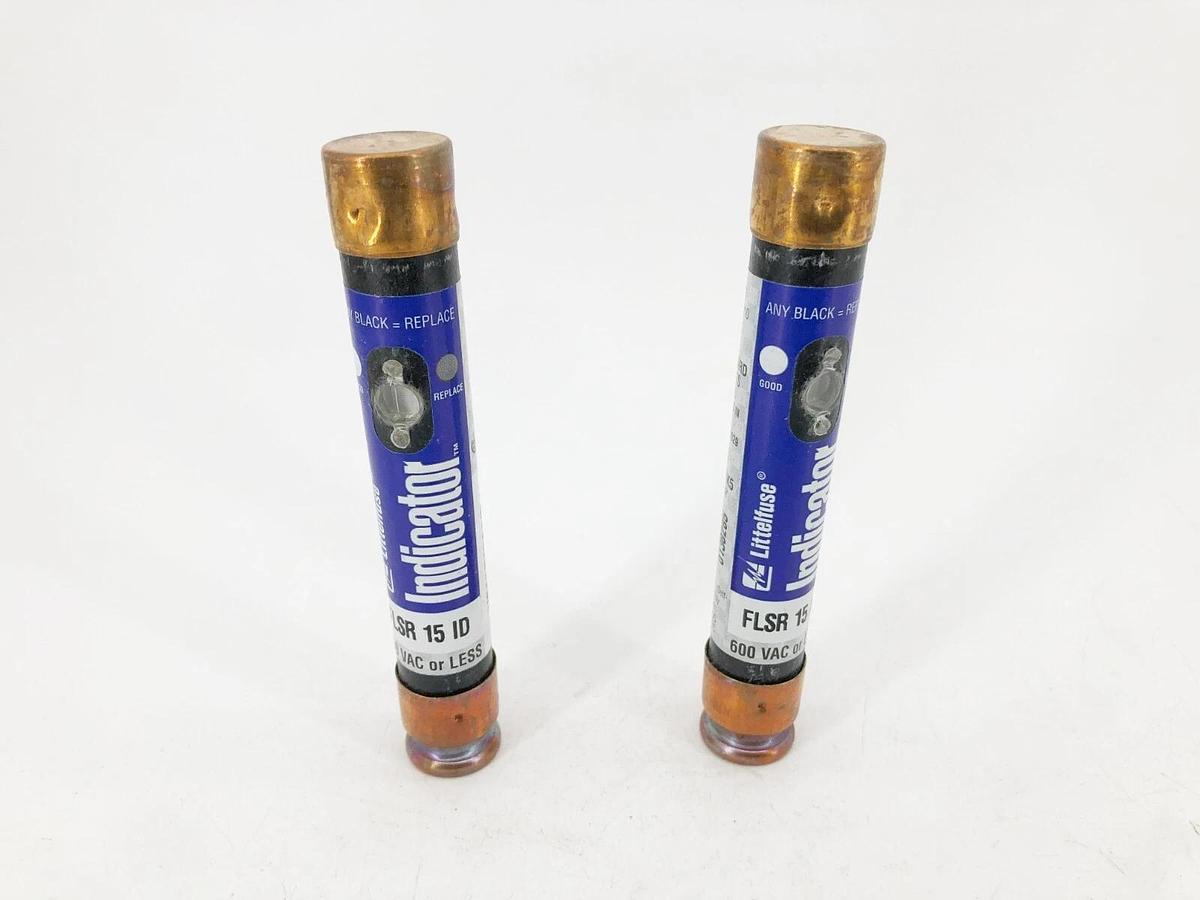 Lot of 2 New Littelfuse FLSR 15 ID Time Delay Indicator Fuses 15A 600VAC RK5