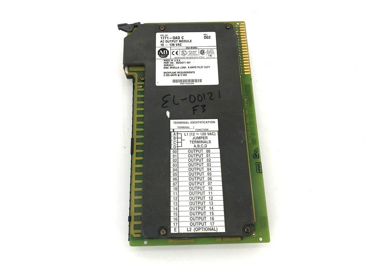 Used Allen Bradley 1771-OAD/C Rev. D02 Output Module 10-138VAC